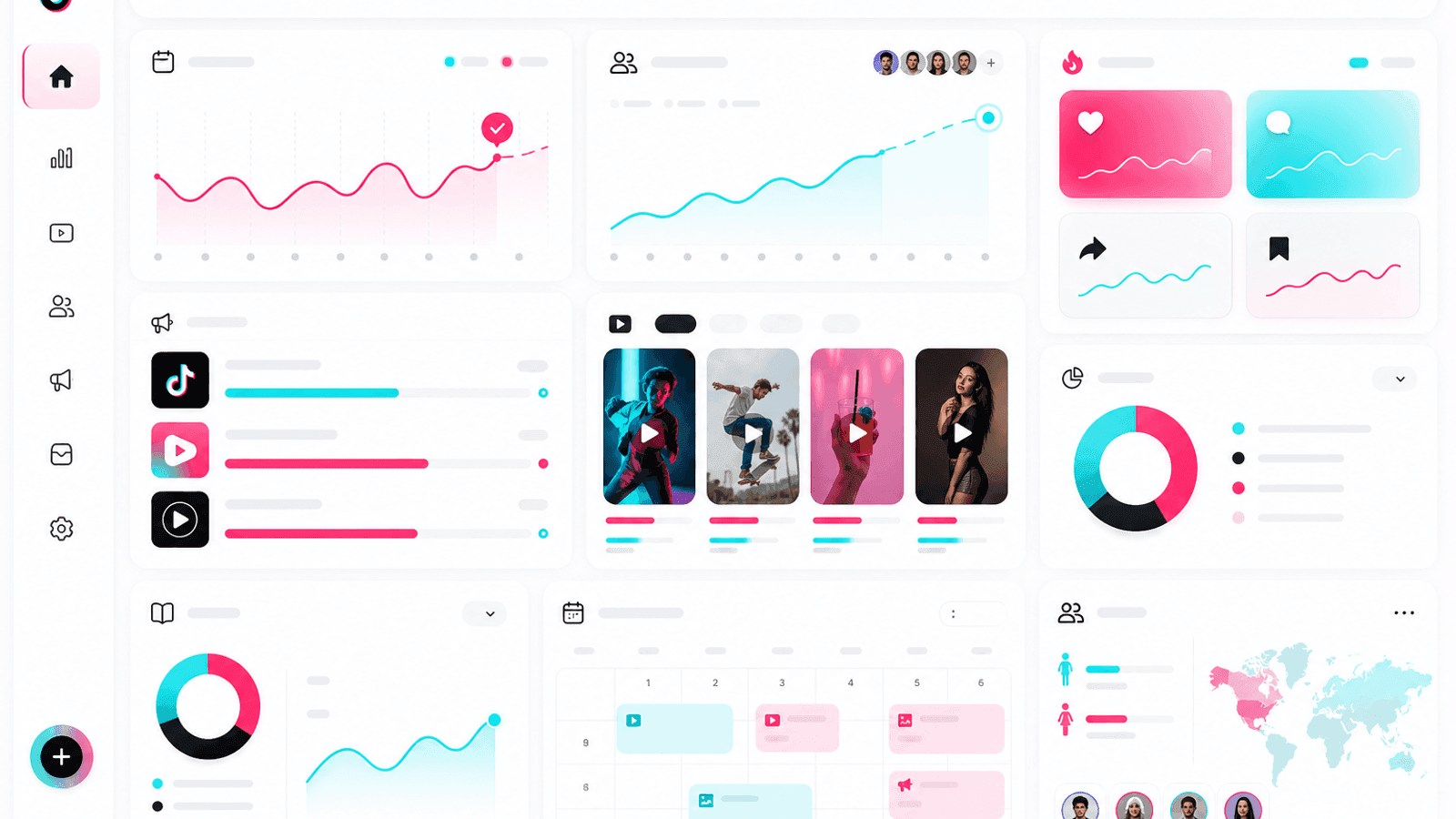 TikTok business content dashboard displaying content performance, engagement, publishing consistency, audience growth and campaign analytics.